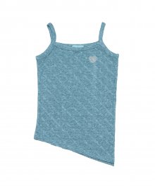 Unbalance slit sleeveless Top [Blue]