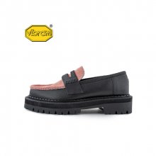 BLACK OVER SOLE PENNY LOAFERS