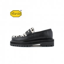 BLACK OVER SOLE PENNY LOAFERS