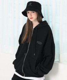 [UNISEX] SECTOR LOGO EMBLEM HOODIE ZIPUP_BLACK