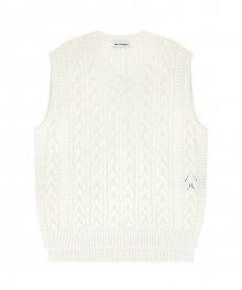 Punching Cable Knit Vest - Ivory