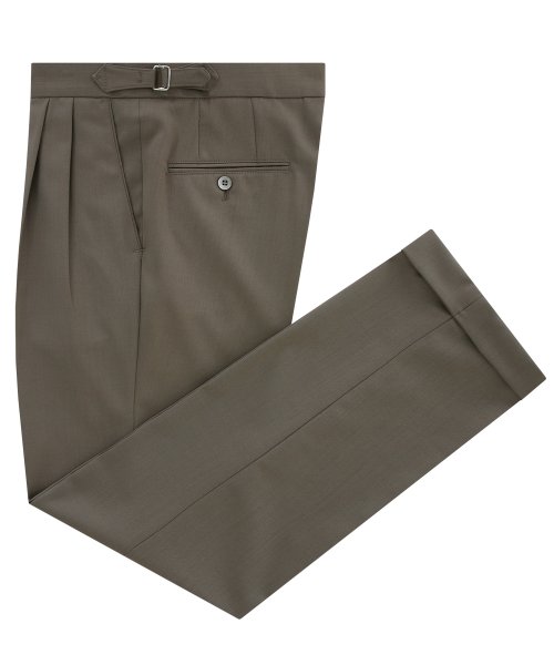 шерсть soft two tuck adjust pants (Khaki)