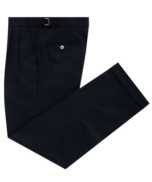 шерсть tropical two tuck adjust pants (темно-синий)