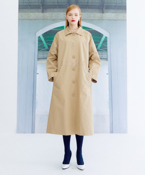 Однобортный тренч с вышивкой Beige