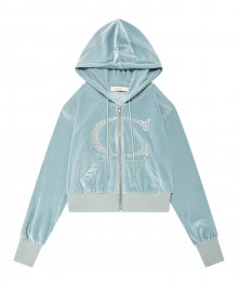 C LOGO RHINESTONE HOODIE ZIP-UP_MINT