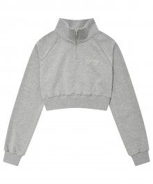 C HIGH-NECK ZIP-UP CROP TOP_GREY