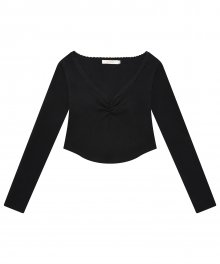 C LACE V-NECK TOP_BLACK