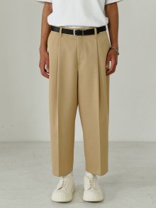 DEEP TUCK CROPPED PANTS(F002) Beige