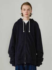 BLOCK OVER HOOD ZIP-UP Navy