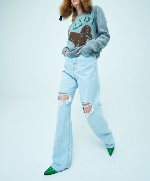 ★MARDI MERCREDI★DENIM WIDE PANTS EXTREME DESTROYED★大人気 ☆MARDI MERCREDI☆DENIM WIDE PANTS EXTREME DESTROYED☆大人気