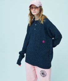 CASHMERE BLENDED OVERSIZED KNIT PIQUET_CHARCOAL PINK