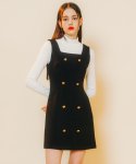 하트클럽(HEART CLUB) Heart Button Sleeveless Dress (Black)