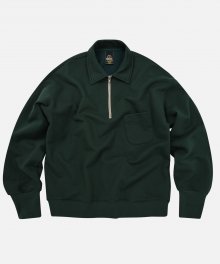 COLLAR HALF-ZIP SWEATSHIRT _ FOREST GREEN