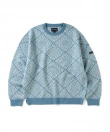 Moroccan Jacquard Sweater Light Blue/Ivory