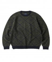 Moroccan Jacquard Sweater Navy/Dark Olive