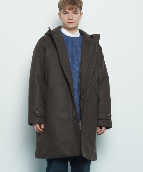 M217 шерсть hood пальто brwon