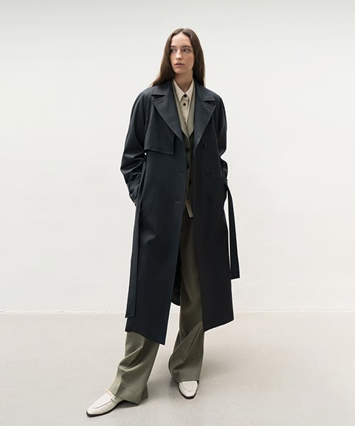 BACK SHIRRING TRENCH CT (D/GREEN)
