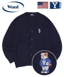WOOL EMBROIDERY HANDSOME DAN KNIT CARDIGAN NAVY