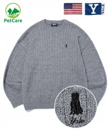HERITAGE HANDSOME DAN CABLE KNIT CREWNECK GRAY