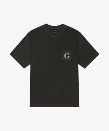 WHO KNOWS G LOGO PIGMENT DYED TEE - CHARCOAL