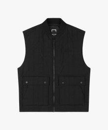 VERTICAL QUILTED VEST - BLACK