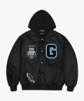 WHO KNOWS HOODED VARSITY PADDING JACKET