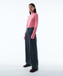 PLEATED WIDE LEG SLACKS KA [CHARCOAL GRAY]