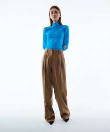 PLEATED WIDE LEG SLACKS KA [BEIGE]