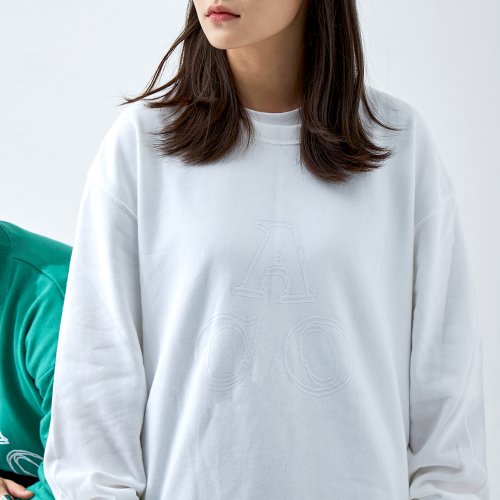 어퍼스트로피 콤마(apostrophecomma) ACO 로고 스웨트셔츠 (화이트/화이트)
