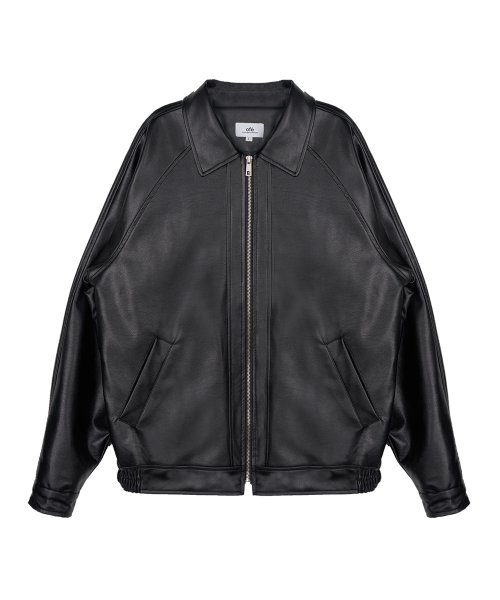 Оверсайз куртка из веган-кожи реглан (Black)