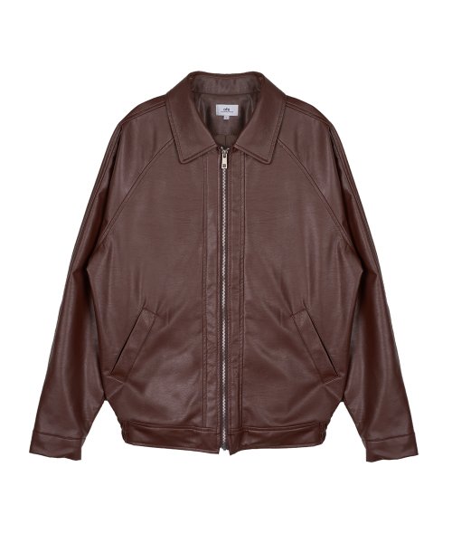 Оверсайз куртка реглан из веган-кожи (Dark Brown)