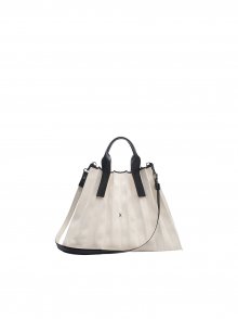 Lucky Pleats Canvas Tote L Ivory_Black