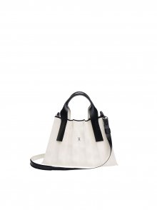 Lucky Pleats Canvas Tote S Ivory_Black