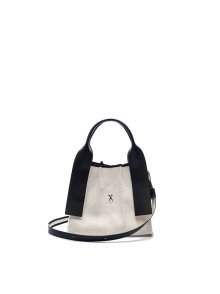 Lucky Pleats Canvas Tote XS Ivory_Black