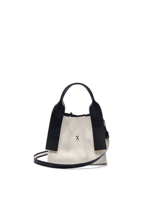 [조셉앤스테이시] Lucky Pleats Canvas Tote XS Ivory_Black 0JSM3CB40101F