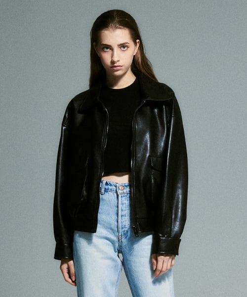 465-2 VEGAN LEATHER OVERSIZED BLOUSON 