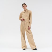 zip long sleeve jumpsuit (beige)