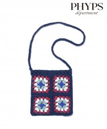 (Inspired by MOROCCAN)HANDMADE CROCHET KNIT POUCH BAG NAVY