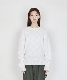 REGULAR ROUNDNECK KNIT CHECKERED (IVORY)