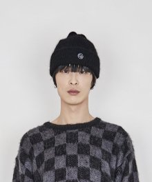 ANGORA WOOL LOGO BEANIE (BLACK)