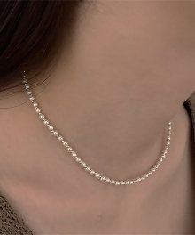 SF009 Basic Pearl Silver Ball Necklace