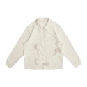 아노니모아노니마(ANONIMO-A) Flower Embroidered Half Zip-up T Shirt - Cream