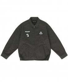 Patched Zip Jacket Charcoal