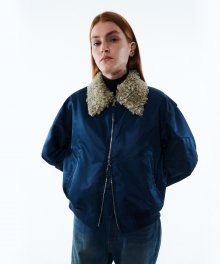 FLUFFY BOMBER JACKET KA [NAVY]