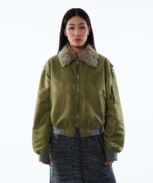 FLUFFY BOMBER JACKET KA [KHAKI BEIGE]