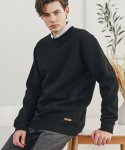 쿨트(KULTE) 809 스탠다드핏 래더 아이콘 스웨트 셔츠 맨투맨 블랙