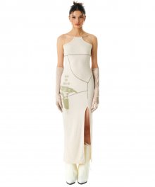 Iris Color Stitch Dress Ivory