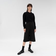 wool blend collar puff knit (black)