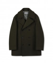 MELTON WOOL PEA COAT (KHAKI)