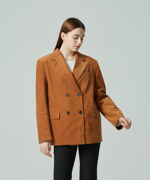 Corduroy двойной пиджак(коричневый)